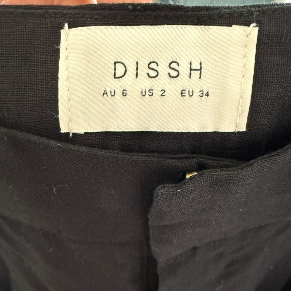 DISSH Norah Black Linen Wide Leg Pant with Pleats - Picture 3 of 6